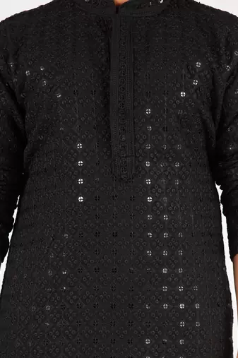  black sequin chikankari kurta pyjama set - diwali 2025 wedding premium festive ethnic wear size 20-36
