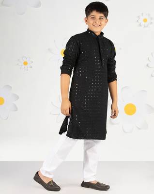  black sequin chikankari kurta pyjama set - diwali 2025 wedding premium festive ethnic wear size 20-36 4
