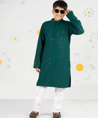  green sequin chikankari kurta pyjama set - diwali 2025 navratri wedding festive ethnic wear size 20-36 1