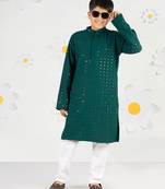  green sequin chikankari kurta pyjama set - diwali 2025 navratri wedding festive ethnic wear size 20-36