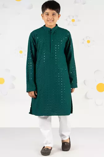  green sequin chikankari kurta pyjama set - diwali 2025 navratri wedding festive ethnic wear size 20-36
