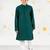 Boy's green sequin chikankari kurta pyjama set - diwali 2025 navratri wedding festive ethnic wear size 20-36