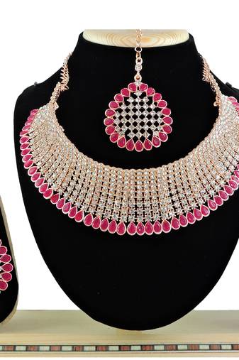 Red designer function wear ad necklace set