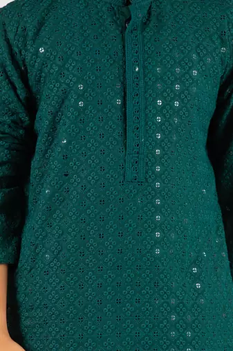  green sequin chikankari kurta pyjama set - diwali 2025 navratri wedding festive ethnic wear size 20-36
