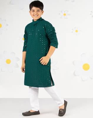  green sequin chikankari kurta pyjama set - diwali 2025 navratri wedding festive ethnic wear size 20-36 4