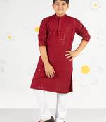  maroon sequin chikankari kurta pyjama set - diwali 2025 royal wedding premium festive ethnic size 20-36
