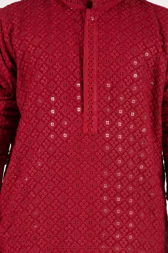  maroon sequin chikankari kurta pyjama set - diwali 2025 royal wedding premium festive ethnic size 20-36