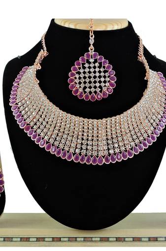Purple designer function wear ad necklace set