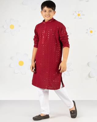  maroon sequin chikankari kurta pyjama set - diwali 2025 royal wedding premium festive ethnic size 20-36 4