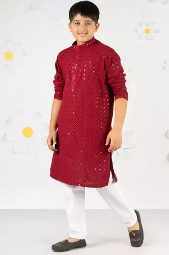  maroon sequin chikankari kurta pyjama set - diwali 2025 royal wedding premium festive ethnic size 20-36
