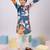 Boy's blue pure viscose kurta pyjama set with floral print - summer ethnic wear traditional dress (size 22-30)