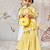 Girl's traditional yellow cotton kurta sharara set with dupatta floral print for festival wear (22-30)