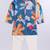 Boy's blue pure viscose kurta pyjama set with floral print - summer ethnic wear traditional dress (size 22-30)