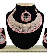 Pink designer function wear ad necklace set