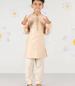  peach silk blend kurta pyjama set - sequin embroidery festive ethnic wear (size 22-30)