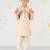 Boy's peach silk blend kurta pyjama set - sequin embroidery festive ethnic wear (size 22-30)