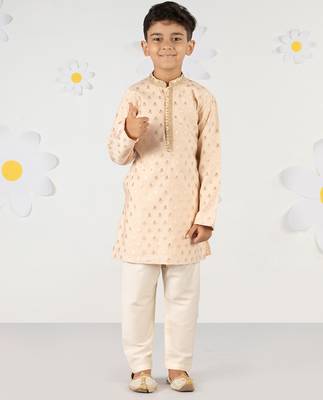  peach silk blend kurta pyjama set - sequin embroidery festive ethnic wear (size 22-30) 2