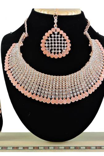 Orange designer function wear ad necklace set