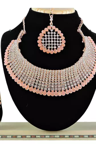 Orange designer function wear ad necklace set