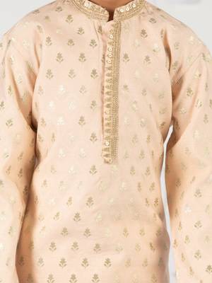  peach silk blend kurta pyjama set - sequin embroidery festive ethnic wear (size 22-30) 3