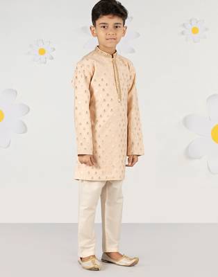  peach silk blend kurta pyjama set - sequin embroidery festive ethnic wear (size 22-30) 4