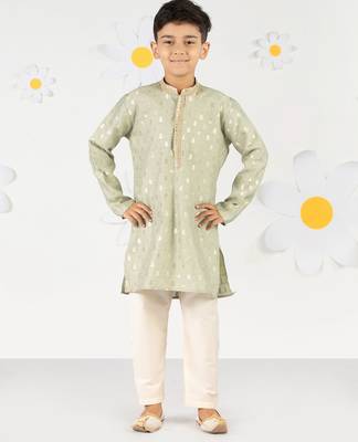  mint green silk blend kurta pyjama set - sequin embroidery festive ethnic wear (size 22-30) 1