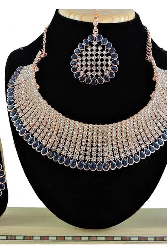 Blue designer function wear ad necklace set