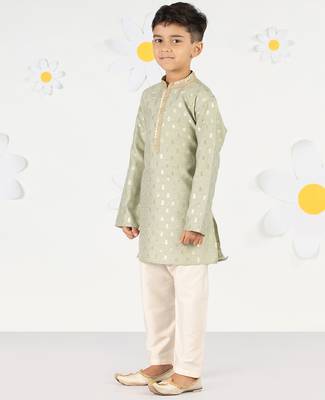  mint green silk blend kurta pyjama set - sequin embroidery festive ethnic wear (size 22-30) 2