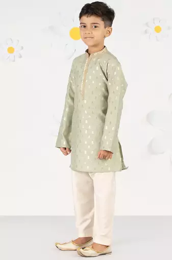  mint green silk blend kurta pyjama set - sequin embroidery festive ethnic wear (size 22-30)