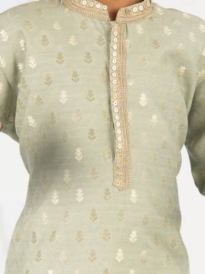  mint green silk blend kurta pyjama set - sequin embroidery festive ethnic wear (size 22-30) 3