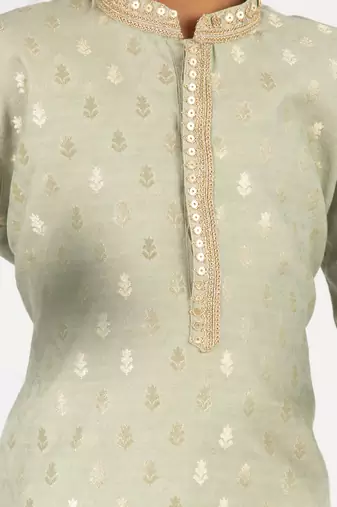  mint green silk blend kurta pyjama set - sequin embroidery festive ethnic wear (size 22-30)