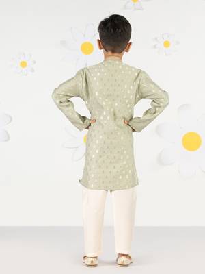  mint green silk blend kurta pyjama set - sequin embroidery festive ethnic wear (size 22-30) 4