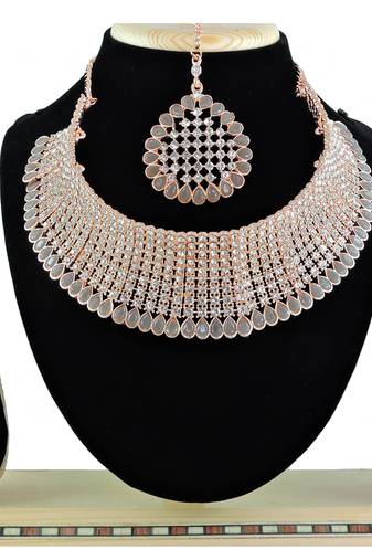 Grey designer function wear ad necklace set