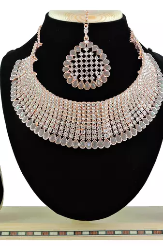 Grey designer function wear ad necklace set