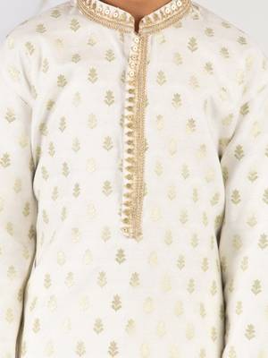  cream silk blend kurta pyjama set - sequin embroidery festive ethnic wear (size 22-30) 3