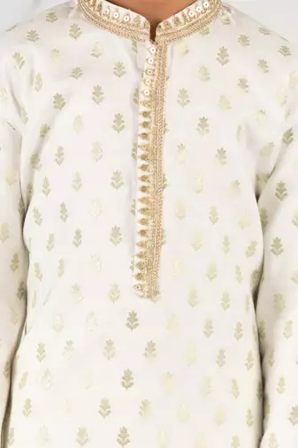  cream silk blend kurta pyjama set - sequin embroidery festive ethnic wear (size 22-30)