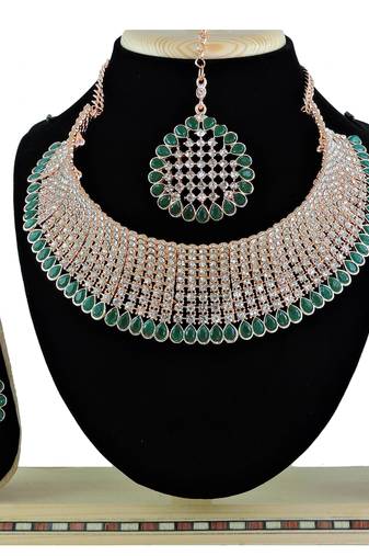 Green designer function wear ad necklace set