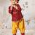 Girl's traditional raksha bandhan outfit - red cotton kurta patiala set with dupatta floral print for festival wear