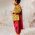 Girl's traditional mustard cotton kurta patiala set with dupatta floral print for festival wear (22-30)
