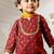 Girl's traditional raksha bandhan outfit - red cotton kurta patiala set with dupatta floral print for festival wear