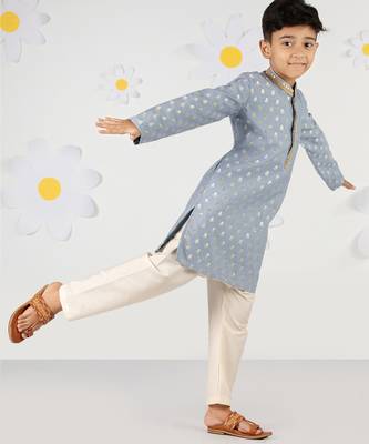  aqua silk blend kurta pyjama set - sequin embroidery festive ethnic wear (size 22-30) 1