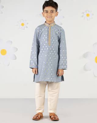  aqua silk blend kurta pyjama set - sequin embroidery festive ethnic wear (size 22-30) 2