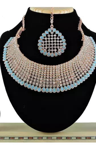 Turquoise designer function wear ad necklace set