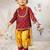 Girl's traditional raksha bandhan outfit - red cotton kurta patiala set with dupatta floral print for festival wear