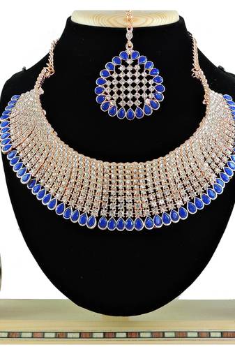 Blue designer function wear ad necklace set
