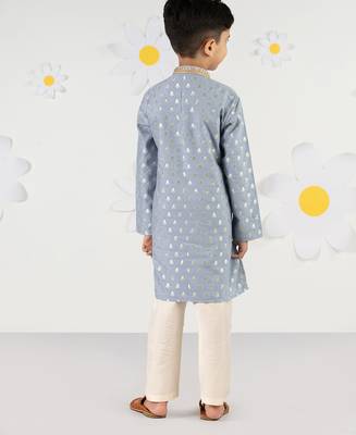  aqua silk blend kurta pyjama set - sequin embroidery festive ethnic wear (size 22-30) 4