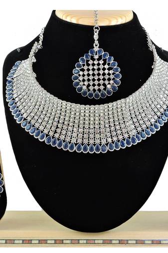 Blue designer function wear ad necklace set