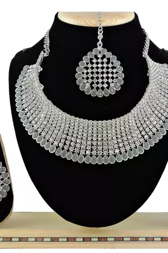 Grey designer function wear ad necklace set