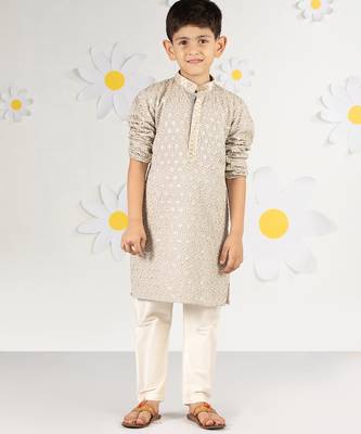  grey kurta pyjama set - sequin embroidered rayon ethnic wear eid festive collection 2