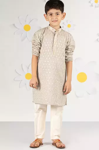  grey kurta pyjama set - sequin embroidered rayon ethnic wear eid festive collection